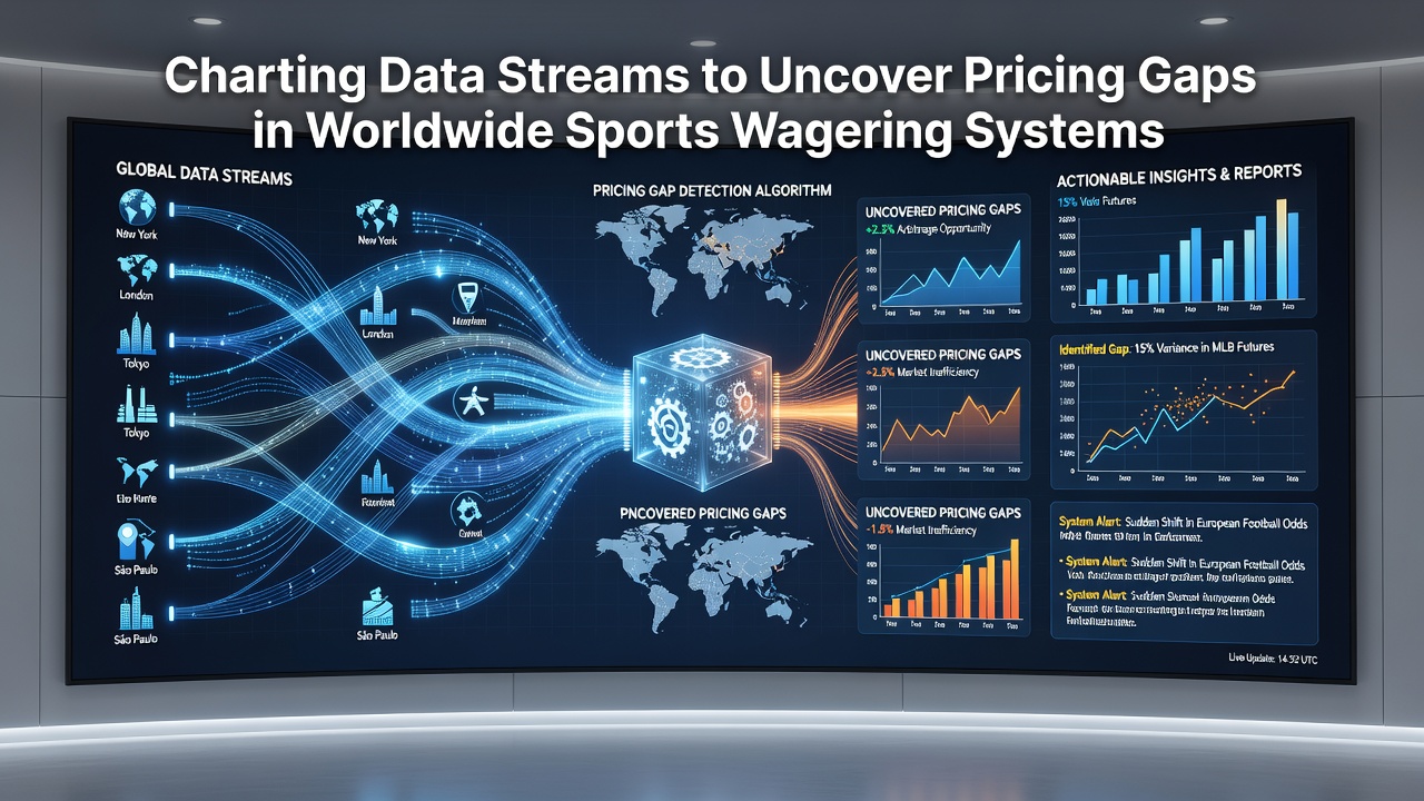 Interactive world map overlay displaying sports betting odds discrepancies across continents with real-time data points