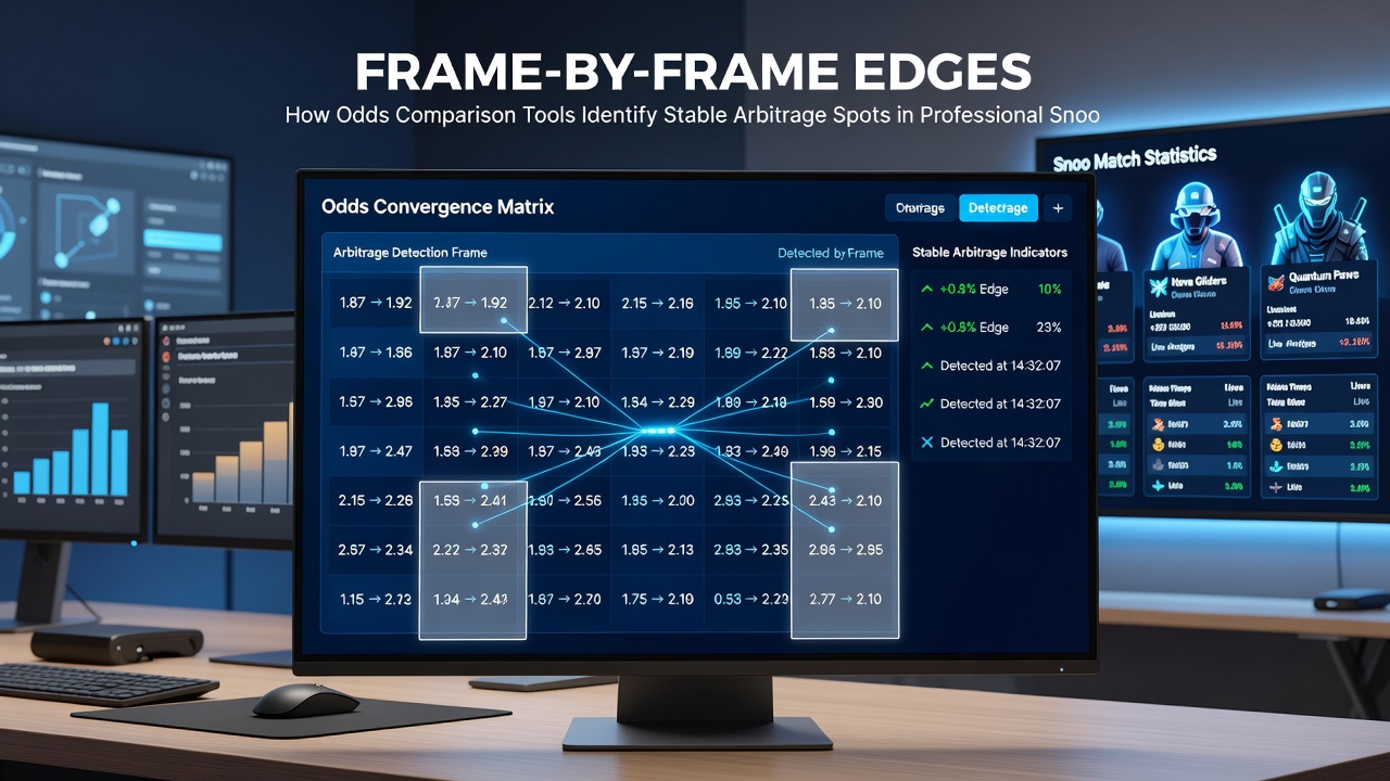 Split-screen view of snooker frame statistics alongside arbitrage calculator outputs