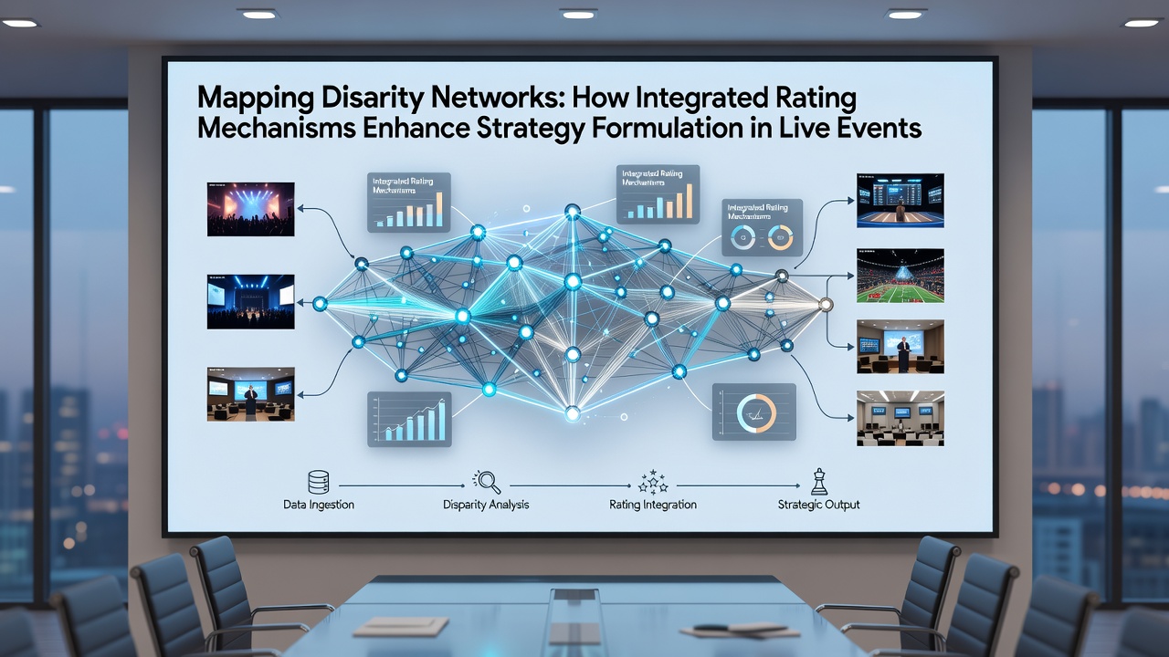 Live event dashboard showing real-time rating scores overlaid on disparity network visualizations