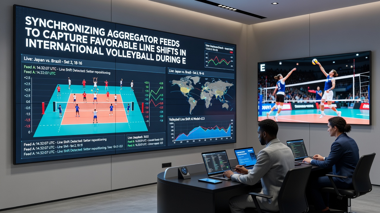 Dashboard view of synchronized volleyball odds feeds highlighting line movements during an extended rally