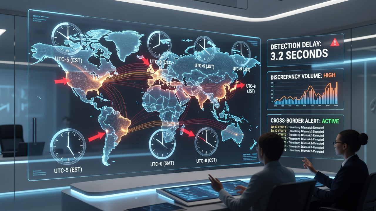Network diagram displaying global betting exchanges connected by time zone arrows and latency markers